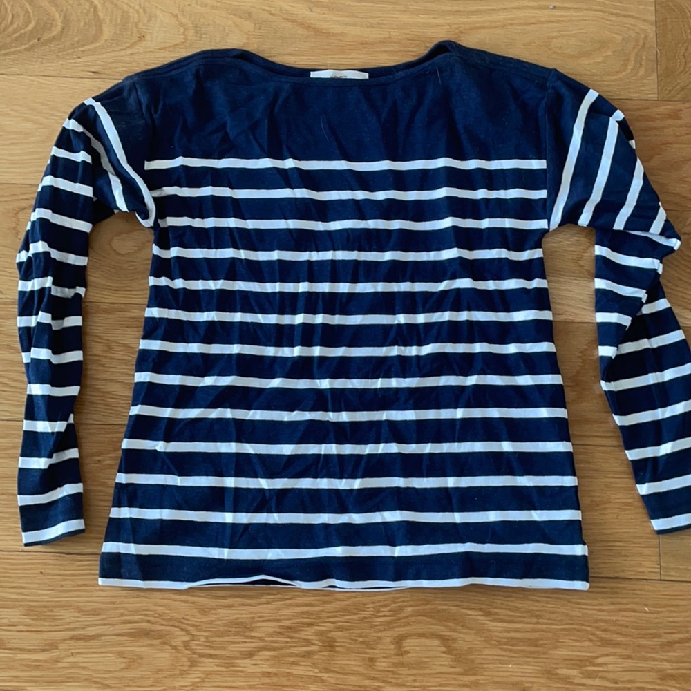 NWT Ann Taylor navy striped shirt
